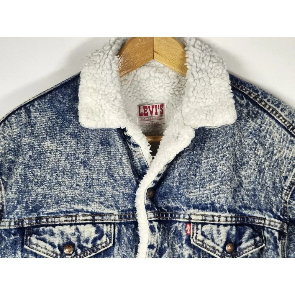 Vintage Levi's Sherpa Lined Denim‎ Trucker Jacket Type III USA Men's M 70609 90s